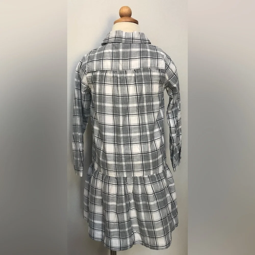 Gap Girls 5 Grey Plaid Lined Dress